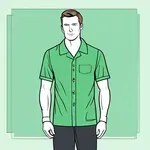 green short-sleeved bowling shirt image